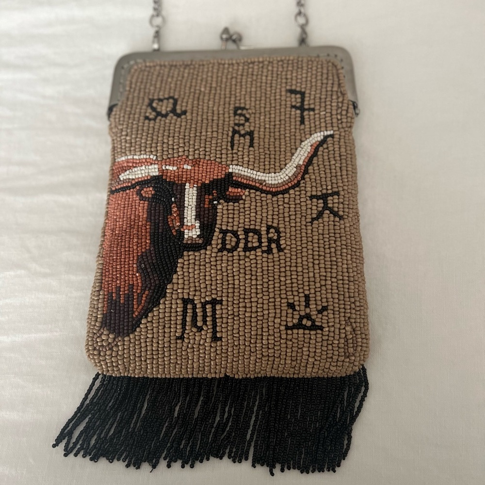 Double D Ranch Beaded Lead Steer Bag EUC